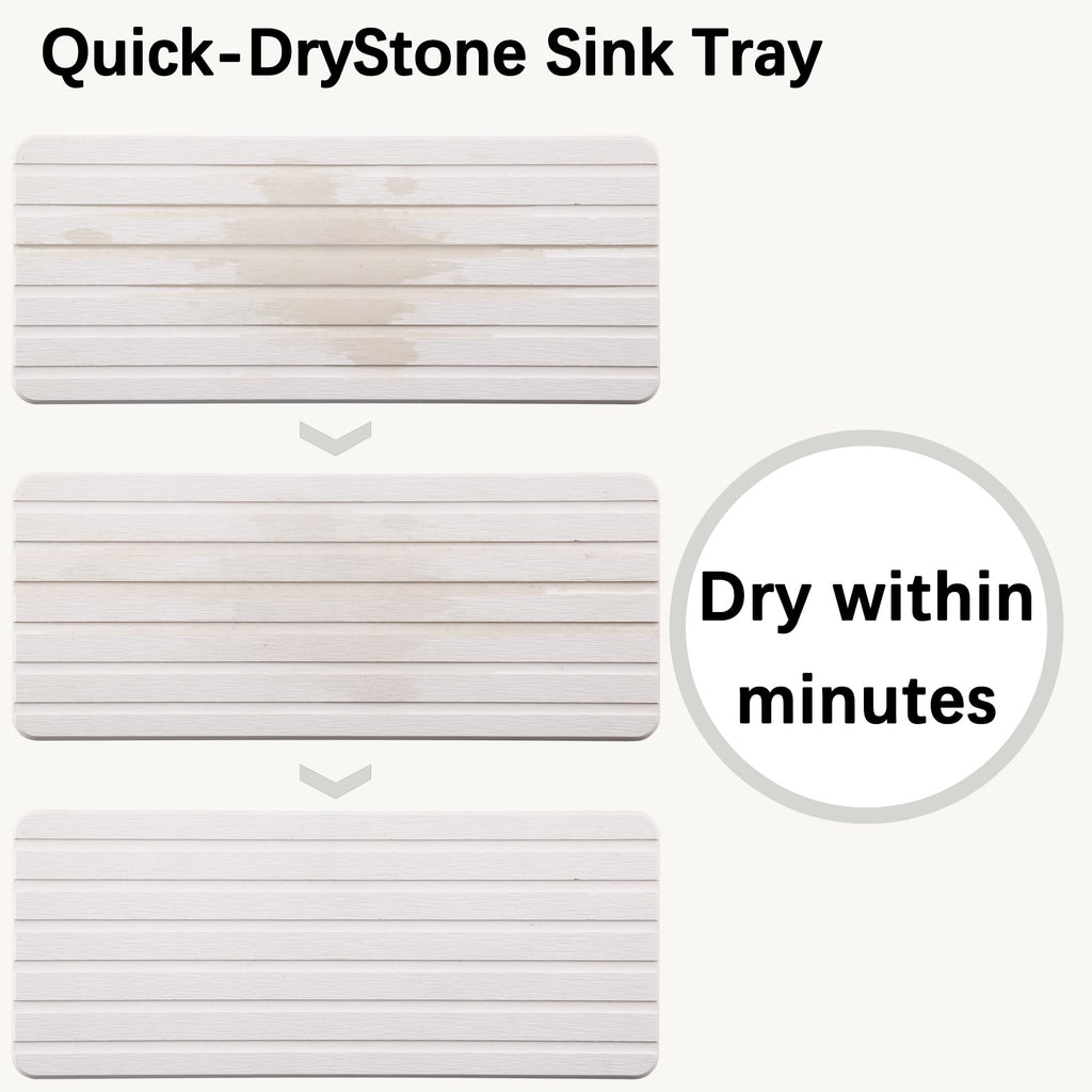 NiuYichee 2 PCS Water Absorbent diatomite Coasters, 7.1" x 3.5" Water Absorbing Stone Tray for Sink, Stone Drying mat for Kitchen Counter, Stone soap Tray Used for Hand Soaps & toiletries & Plants