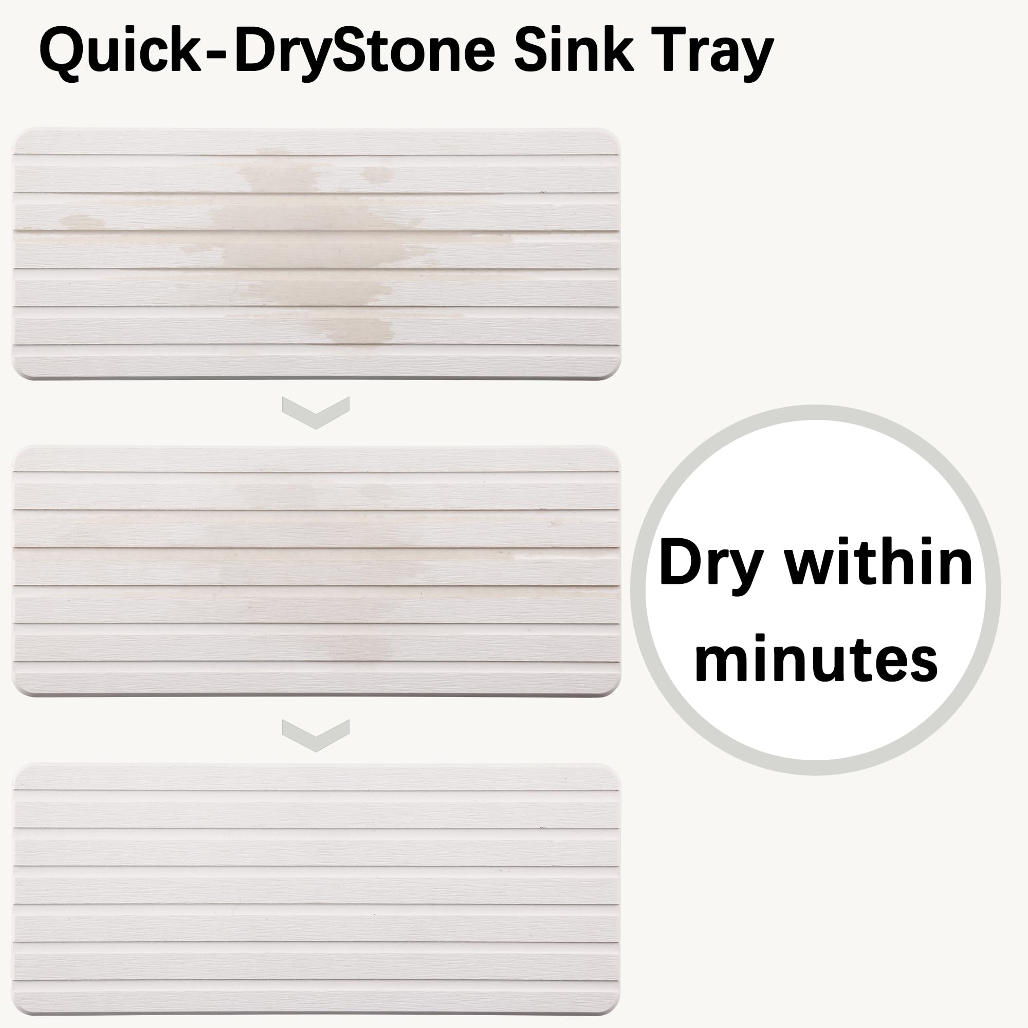 NiuYichee 2 PCS Water Absorbent diatomite Coasters, 7.1" x 3.5" Water Absorbing Stone Tray for Sink, Stone Drying mat for Kitchen Counter, Stone soap Tray Used for Hand Soaps & toiletries & Plants