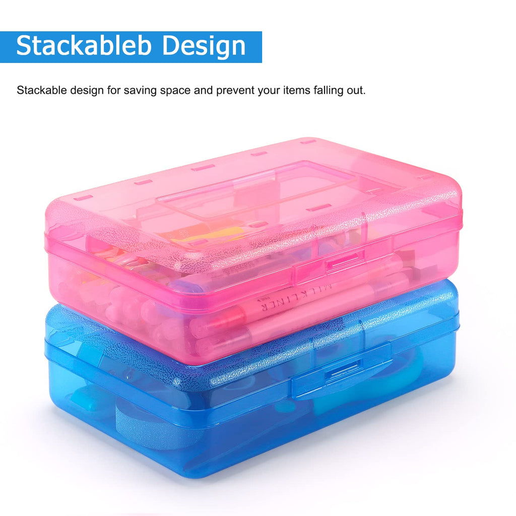 Tamaki 1 Pack Plastic Pencil Box Large Capacity Pencil Boxes Clear Boxes with Snap-tight Lid Stackable Design and Stylish Office Supplies Storage Organizer Box, Black