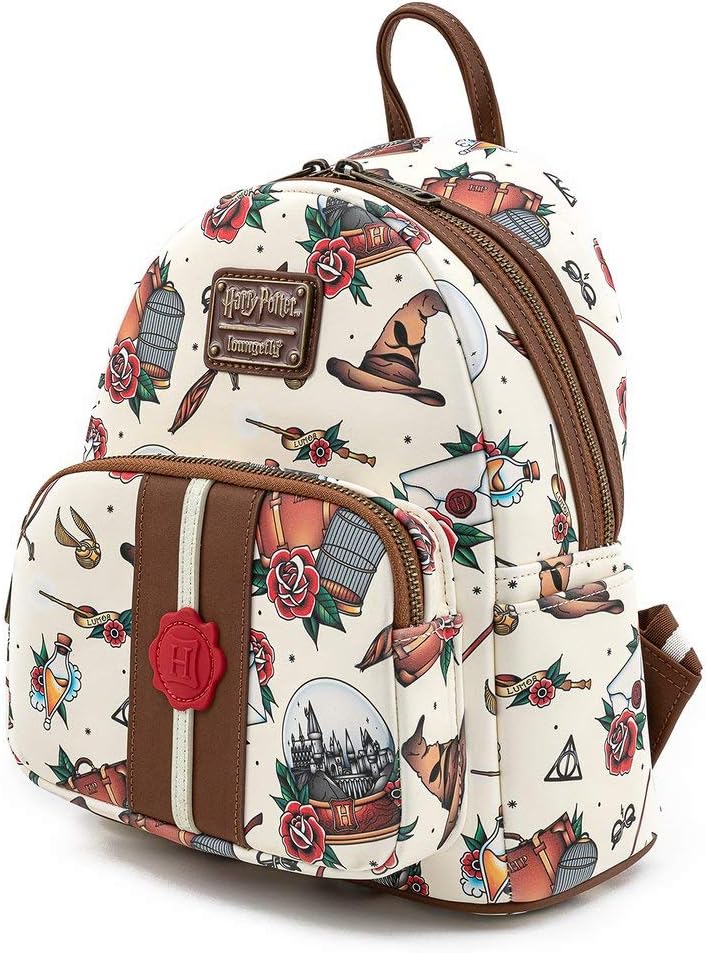 Loungefly Harry Potter Tattoo Art Cream Color Womens Double Strap Shoulder Bag Purse