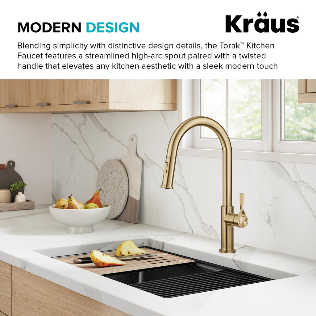 KRAUS Torak Pull Down Kitchen Faucet in Matte Black with Commercial Style Spring Spout, 2 Function Sprayer, Pre-Attached Water Lines, and Mounting Hardware, KPF-2635MB