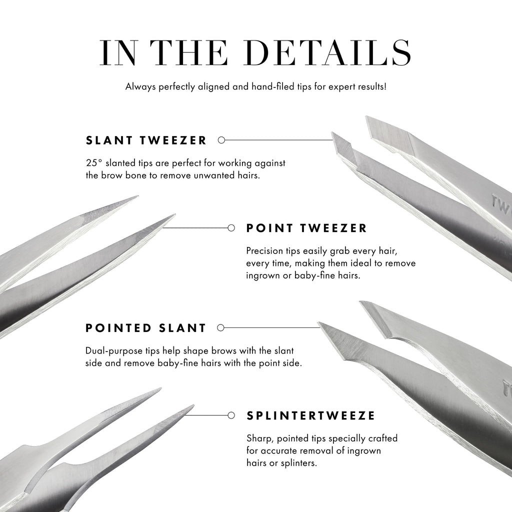 Tweezerman Exclusive 40th Birthday Slant Tweezer - Hair Removal Tweezers, Stainless Steel