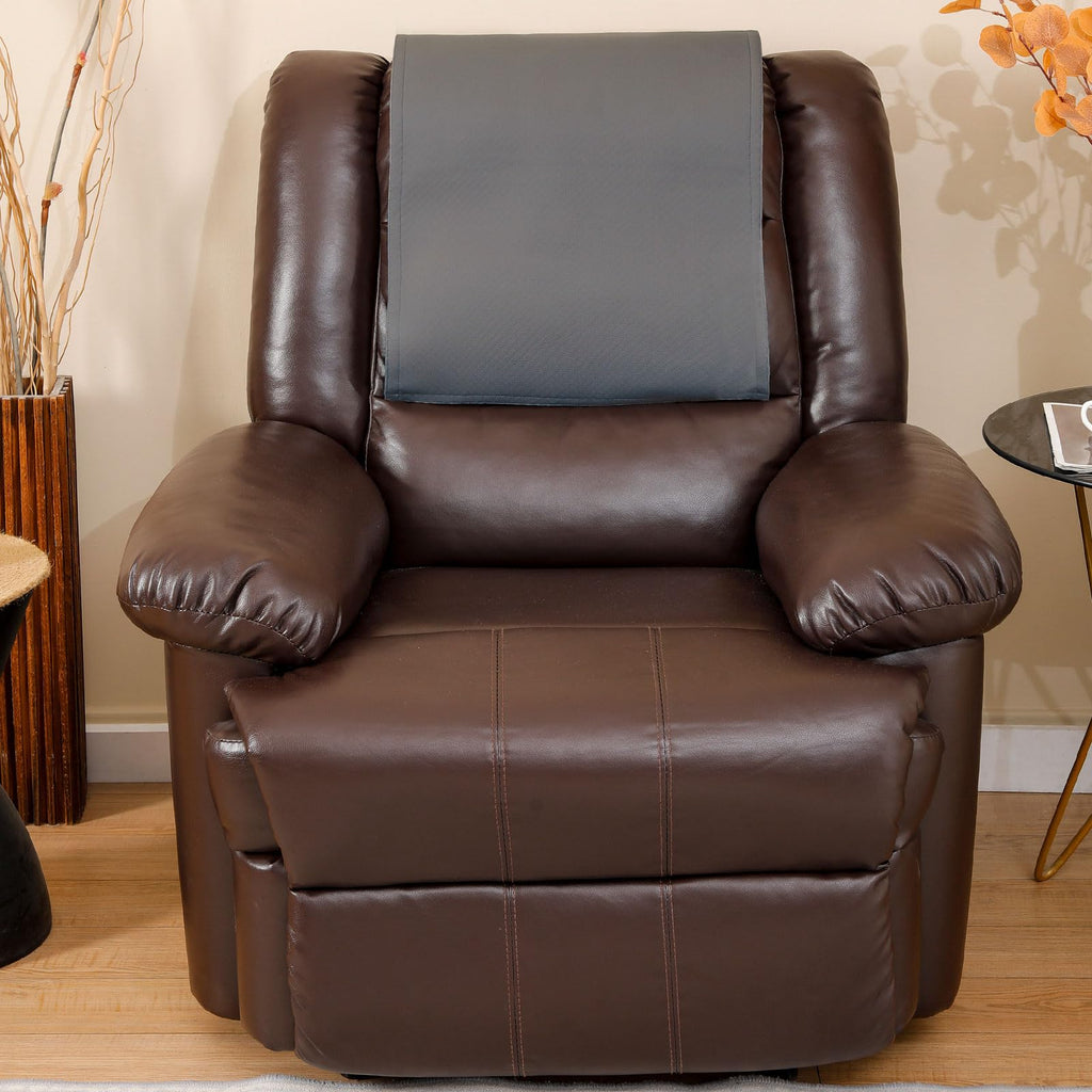 Non Slip Recliner Headrest Protector Washable Faux Leather Headrest Covers for Recliner Chair Waterproof Couch Head Rest Covers for Sofa,Furniture,Office Chair,Theater Seat (Beige)