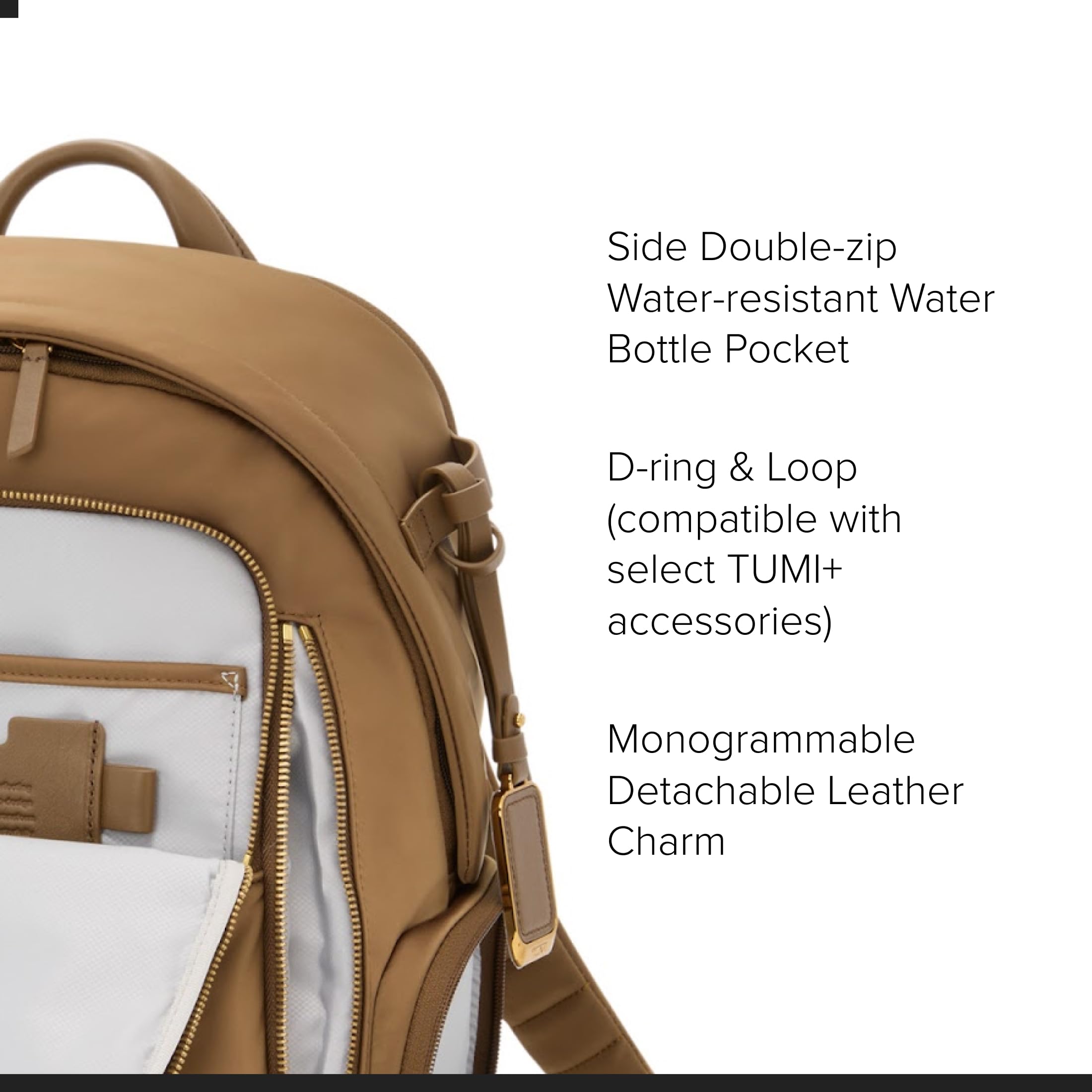 TUMI - Voyageur Celina Backpack - Women's Work and Travel Bag - 16.0" X 10.6" X 6.5" - Holds Up to 16" Laptop - Black & Gold Hardware