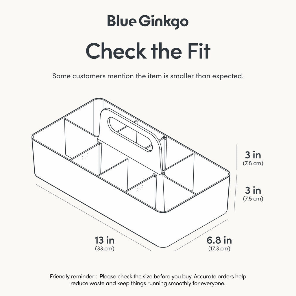 BLUE GINKGO Stackable Organizer Caddy – Korean-Made Portable Tote for Bathroom, Office, Crafts, or School Supplies (Long Rectangle, Blue)