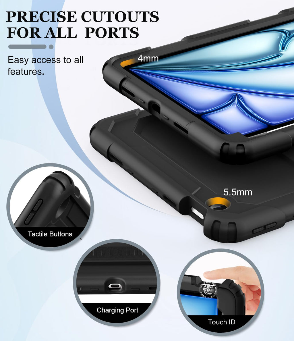 OKP Case for iPad 9th/ 8th/ 7th Generation (2021/2020/2019), Heavy Duty 10.2 inch iPad Shockproof Rugged Protective Cover with Built-in Stand, Hard iPad 9 8 7 Gen Cases for Kids Girls Boys, Black