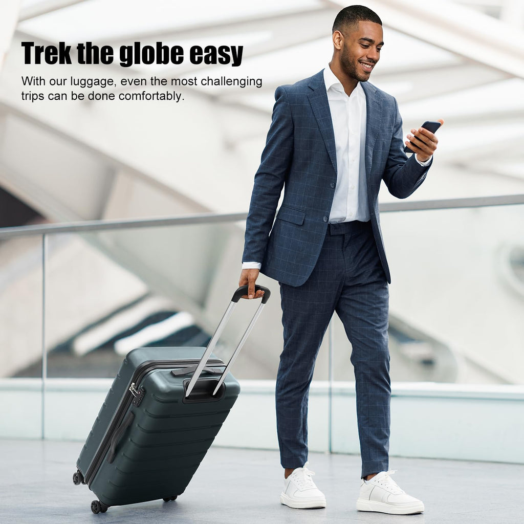 Coolife Luggage Suitcase Carry-on Spinner TSA Lock USB Port Expandable (only 28’’) Lightweight Hardside Luggage (Teal Blue, S(20in_carry on))