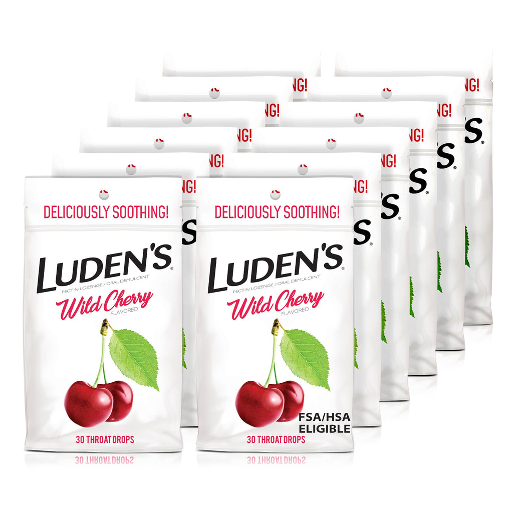 Luden's Sugar Free Wild Cherry Throat Drops, Sore Throat Relief, 25 Count (12 Pack)