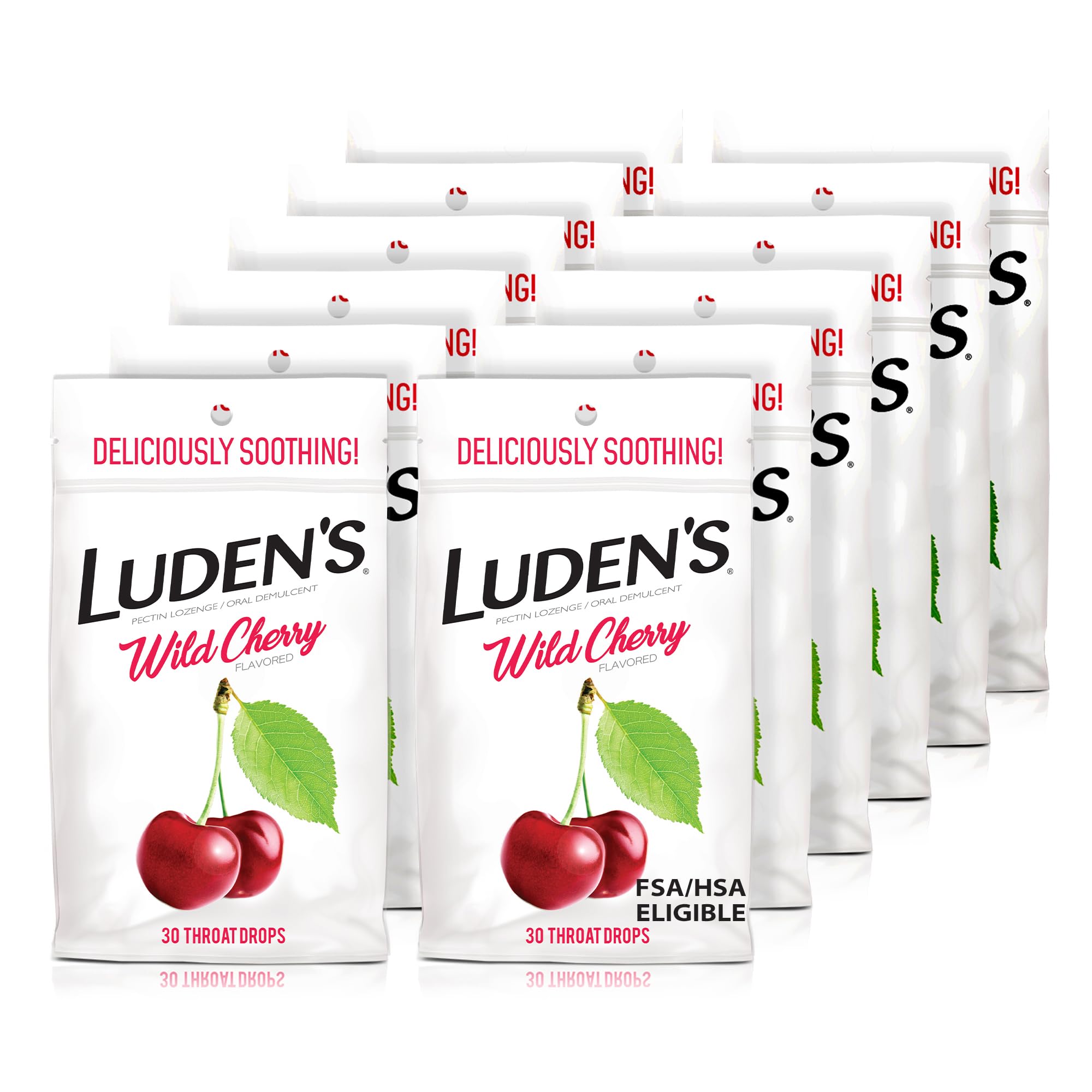 Luden's Sugar Free Wild Cherry Throat Drops, Sore Throat Relief, 25 Count (12 Pack)