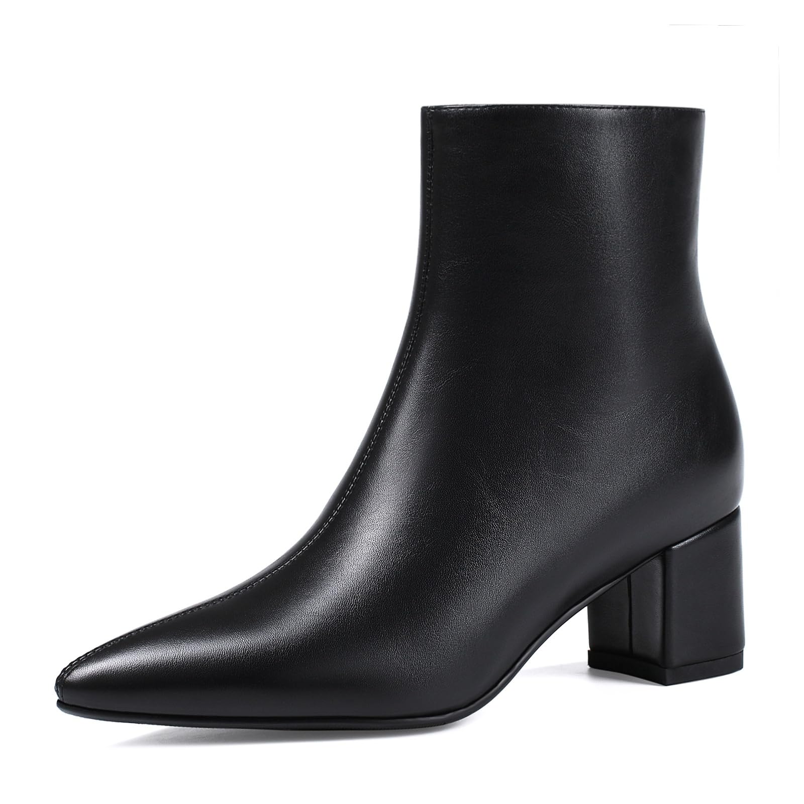 Women's Ankle Boots Pointed Toe Chunky Block Heel Short Boots for Women Low Heeled Booties
