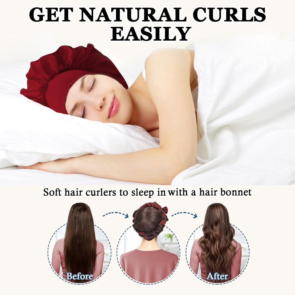 Gwabee Heatless Curls Overnight Hair Curler, 70" Soft Hair Curlers to Sleep In No Heat Curls Overnight, 9 PCS No Heat Curlers Set for Women - Blue