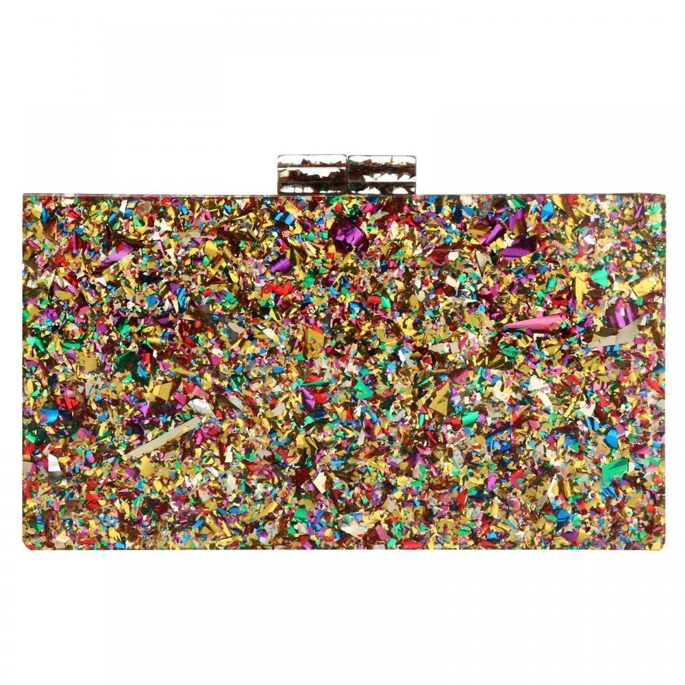 Gets Acrylic Purses and Handbags for Women Multicolor Perspex Geometric Patterns Box Clutch Banquet Evening Crossbody Handbag