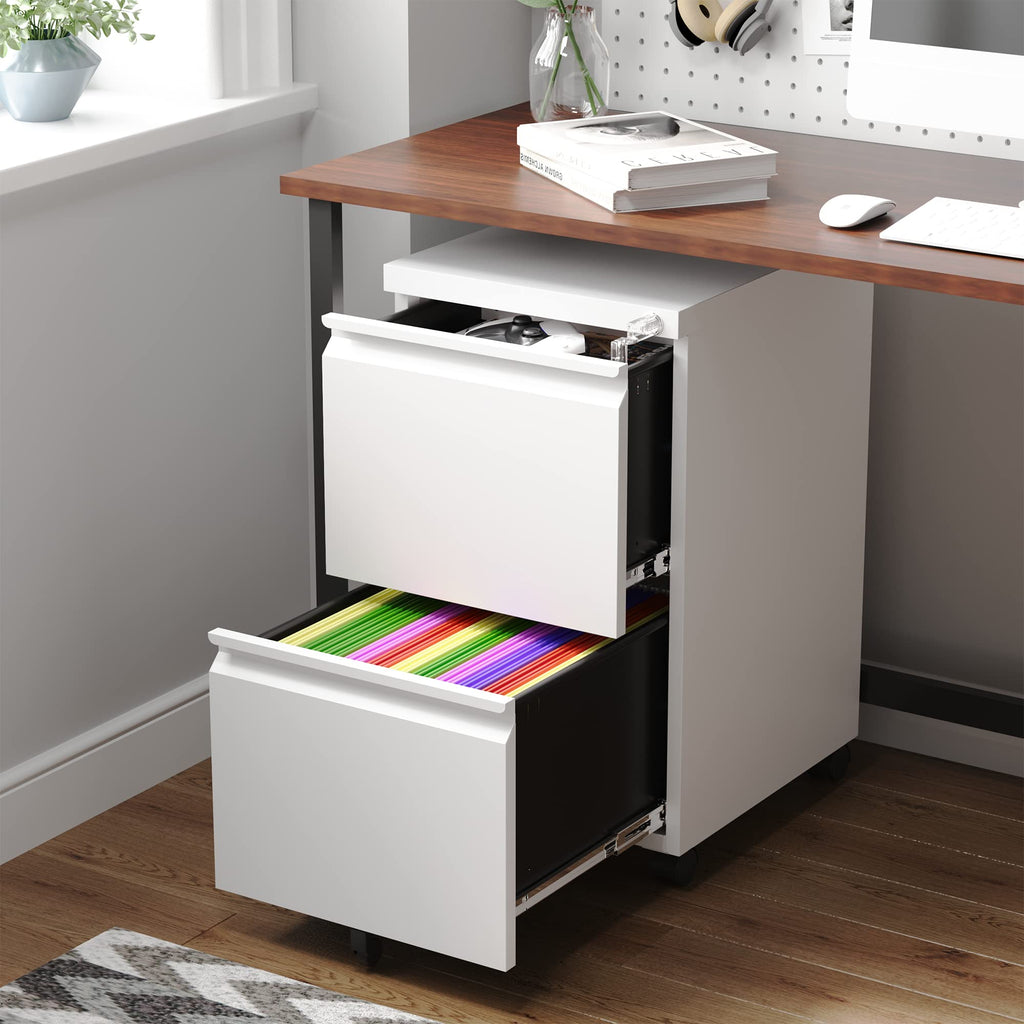 Letaya 3 Drawer Mobile File Cabinet with Lock,Under Desk Metal Small Filing Cabinets for Home Office Organizer Letters/Legal/A4(Fully Assembled Except Wheels-Black)