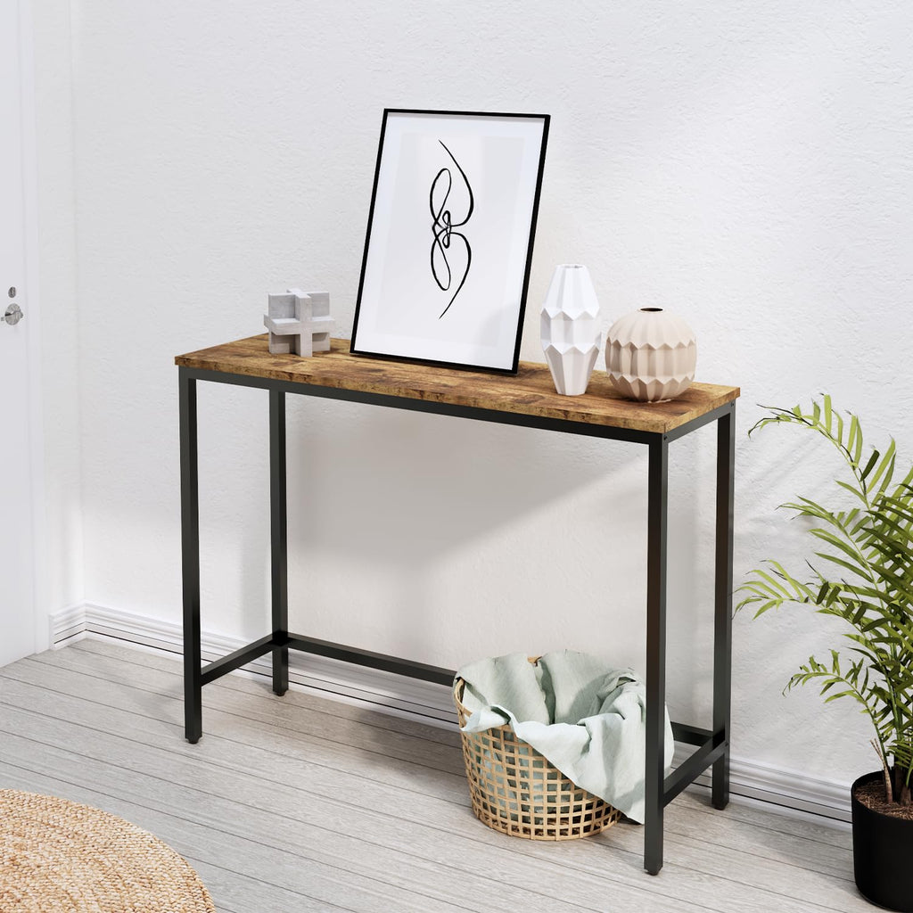 Timberer 39.4” Console Table, Hallway Entrance Table Sofa Table Behind Couch, for Living Room, Entryway, Easy Assembly, Accent Table, Black