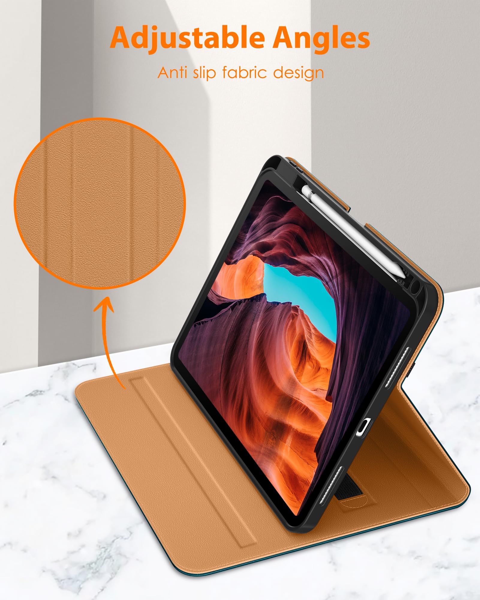 DTTO for iPad (A16) 11th Generation Case 11 Inch 2025, iPad 10th Generation Case 10.9 Inch 2022, Premium Leather Business Folio Stand Cover with Pencil Holder - Auto Wake/Sleep, Brown