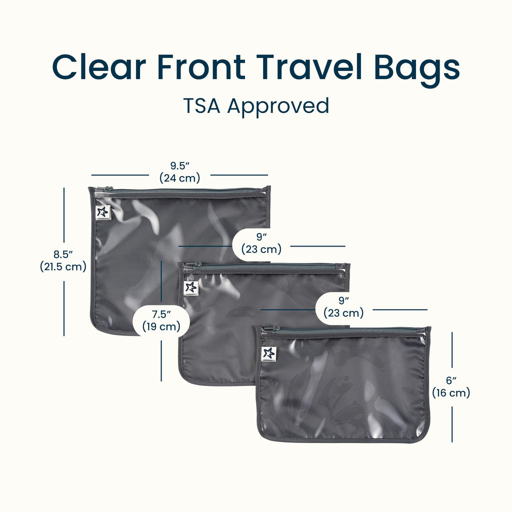 Tiny Twinkle Diaper Bag Organizing Pouches|3 Pack Mess-Proof Clear Front Travel Organizer Bags&TSA Approved Toiletry Bag Set for Baby and Mom Essentials