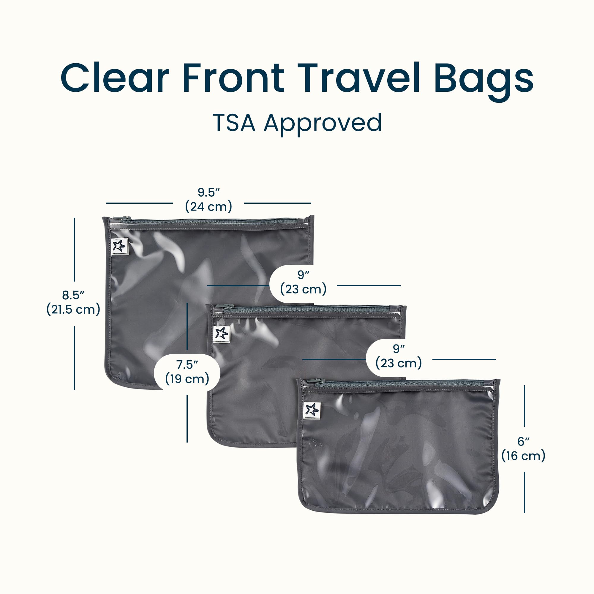 Tiny Twinkle Diaper Bag Organizing Pouches|3 Pack Mess-Proof Clear Front Travel Organizer Bags&TSA Approved Toiletry Bag Set for Baby and Mom Essentials