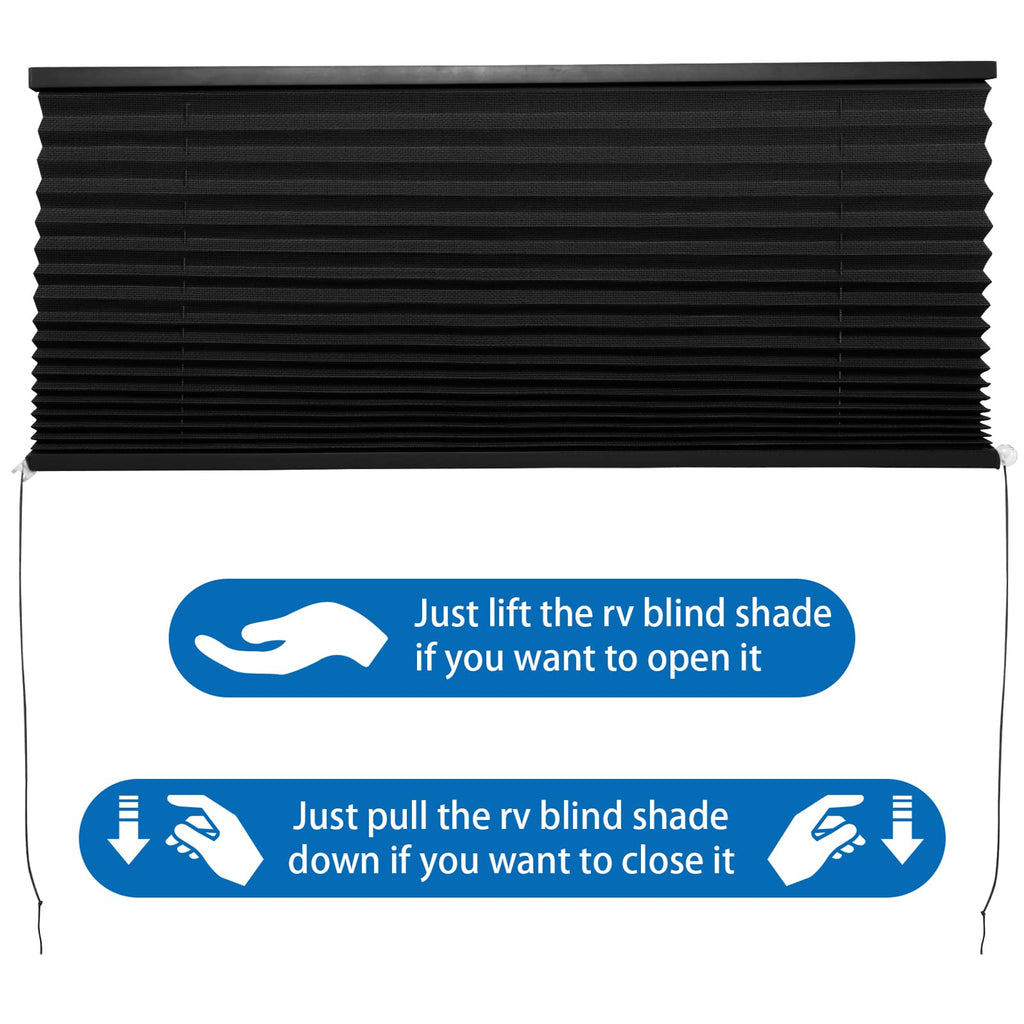 NOVINO RV Blinds Shades for Camper Window,RV Shades Pleated Camper Blinds for Travel Trailer Motor Coach Motorhome Window-14 W x 24" L