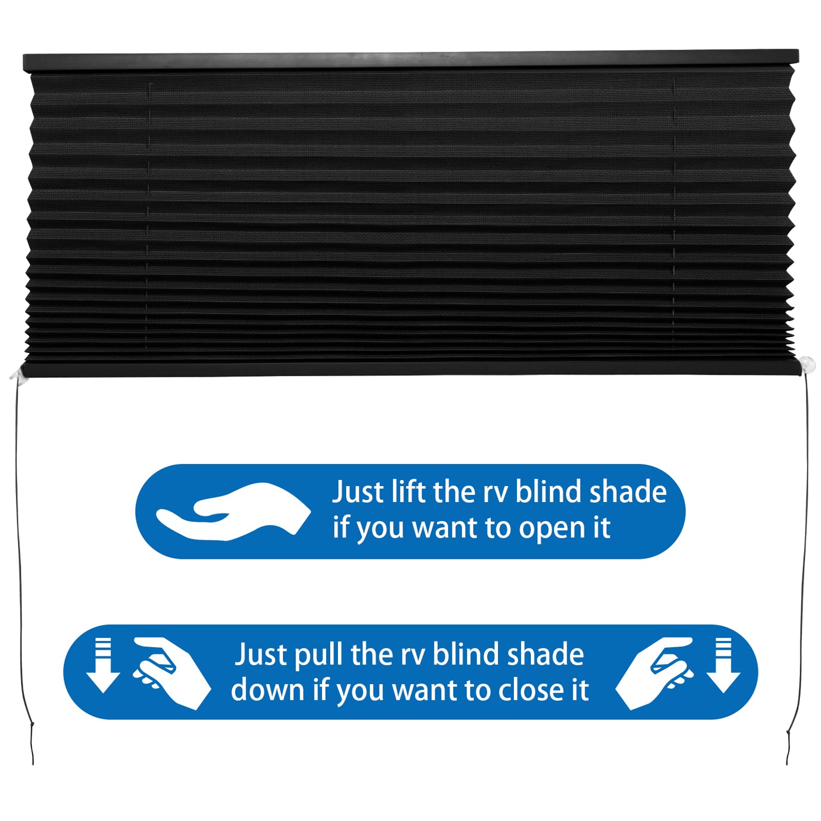 NOVINO RV Blinds Shades for Camper Window,RV Shades Pleated Camper Blinds for Travel Trailer Motor Coach Motorhome Window-14 W x 24" L