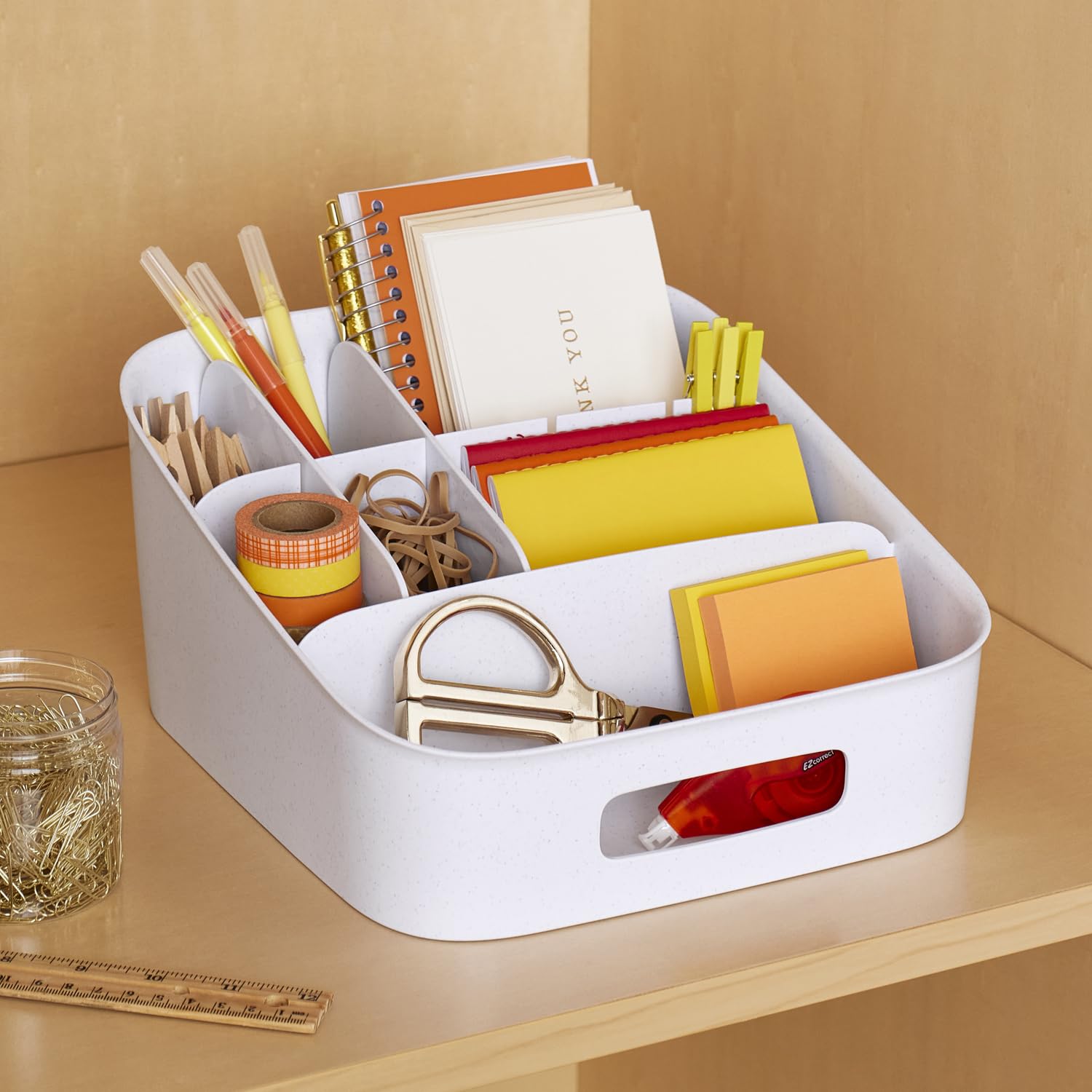 YouCopia ShelfBin Packet Organizer, 4-Tier Stairstep Raised Divided Bin, BPA-Free Storage Caddy for Kitchen Pantry and Cabinet Organization, Tea Bags, Medicine, and More