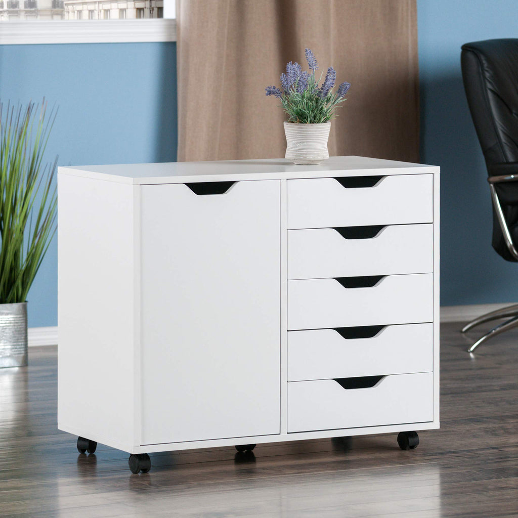 Winsome Halifax Mobile Storage Cabinet with Doors & Drawers, Stylish & Functional Home Storage Cabinet for Filing, Kitchen Organization, Moveable Furniture for Office, Dorms, Apartments