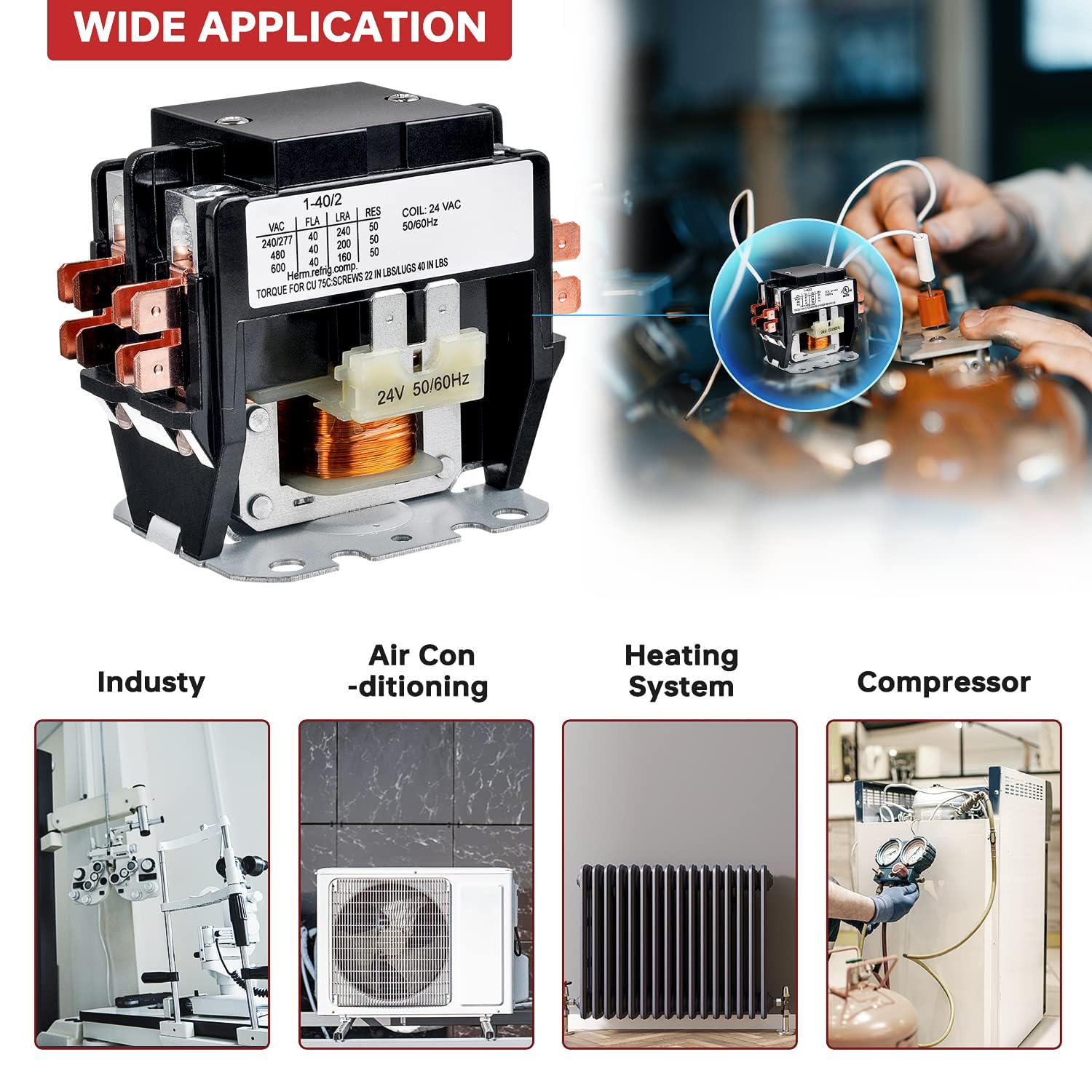 BOJACK 2 Poles FLA 30 Amp Coil 24 VAC Air Conditioner Condenser Compressor Contactor Motor Definite Purpose AC Contactor