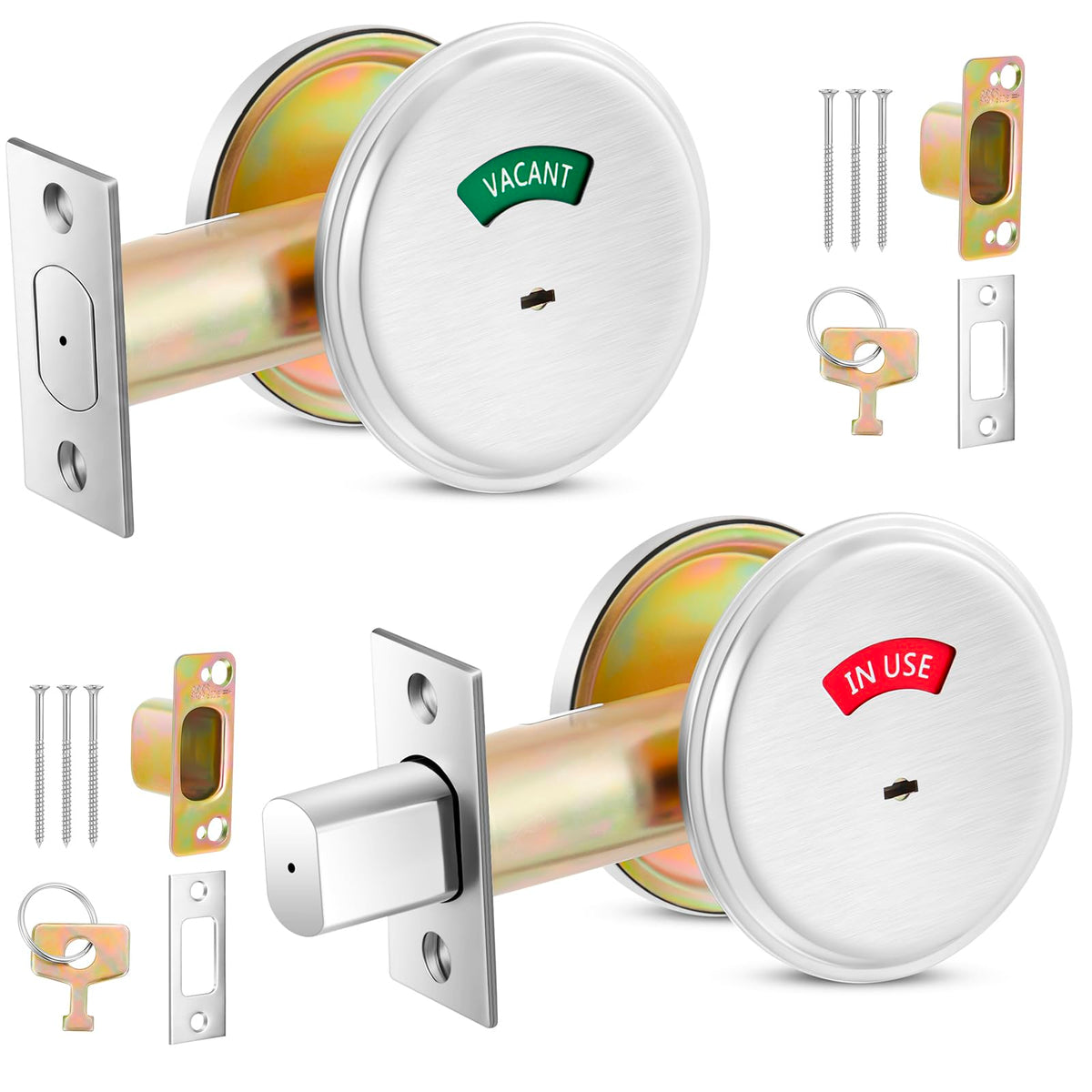 Tandefio 1 Pcs Vacant Occupied Bathroom Lock, in Use Deadbolt with Occupancy Indicator, 304 Stainless Steel, Fit Door Thickness 1 3/8" to 2", Not Adjustable, for Restaurants, Hotels, Offices (Black)