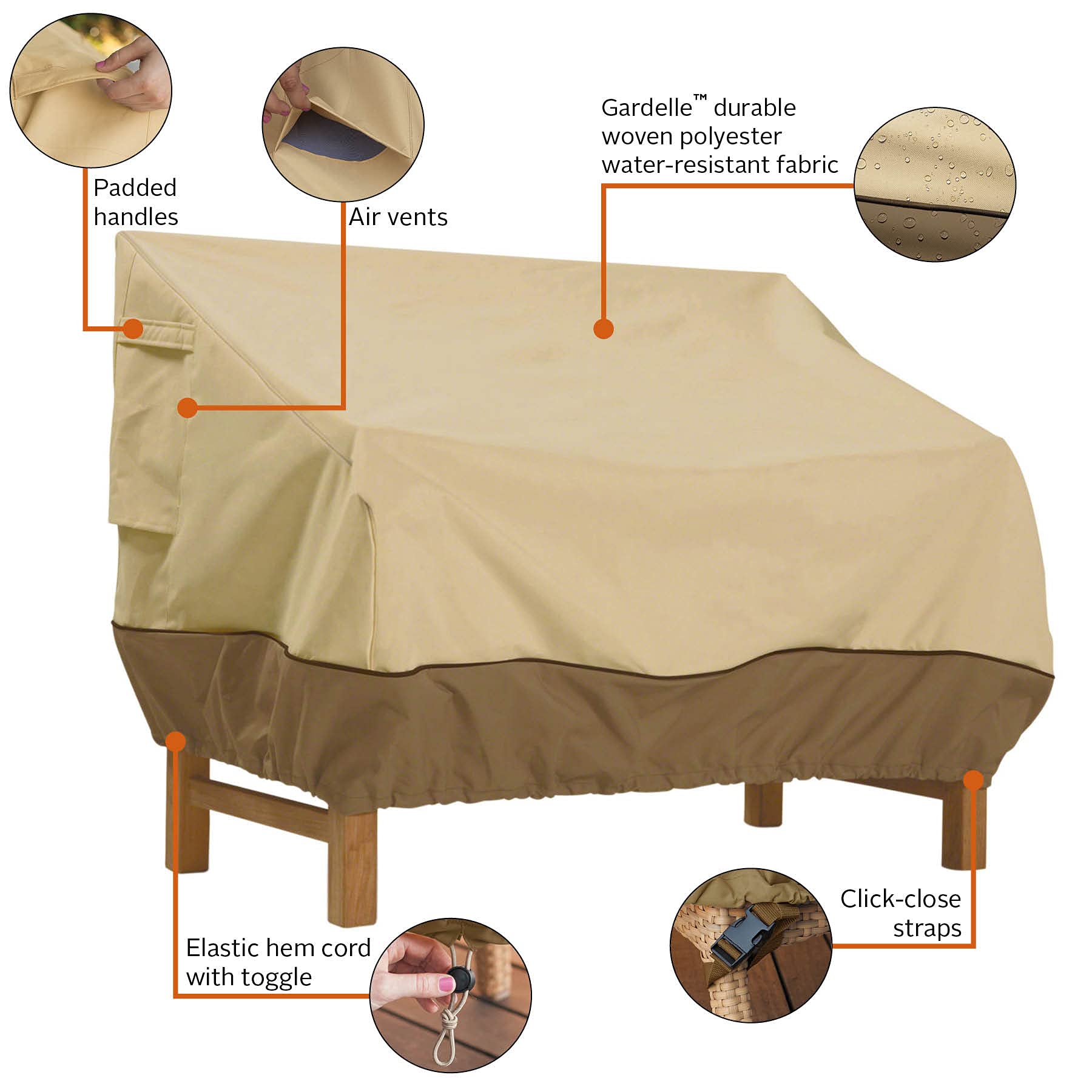 Classic Accessories Veranda Water-Resistant 58 Inch Deep Seated Patio Sofa/Loveseat Cover, Patio Furniture Covers