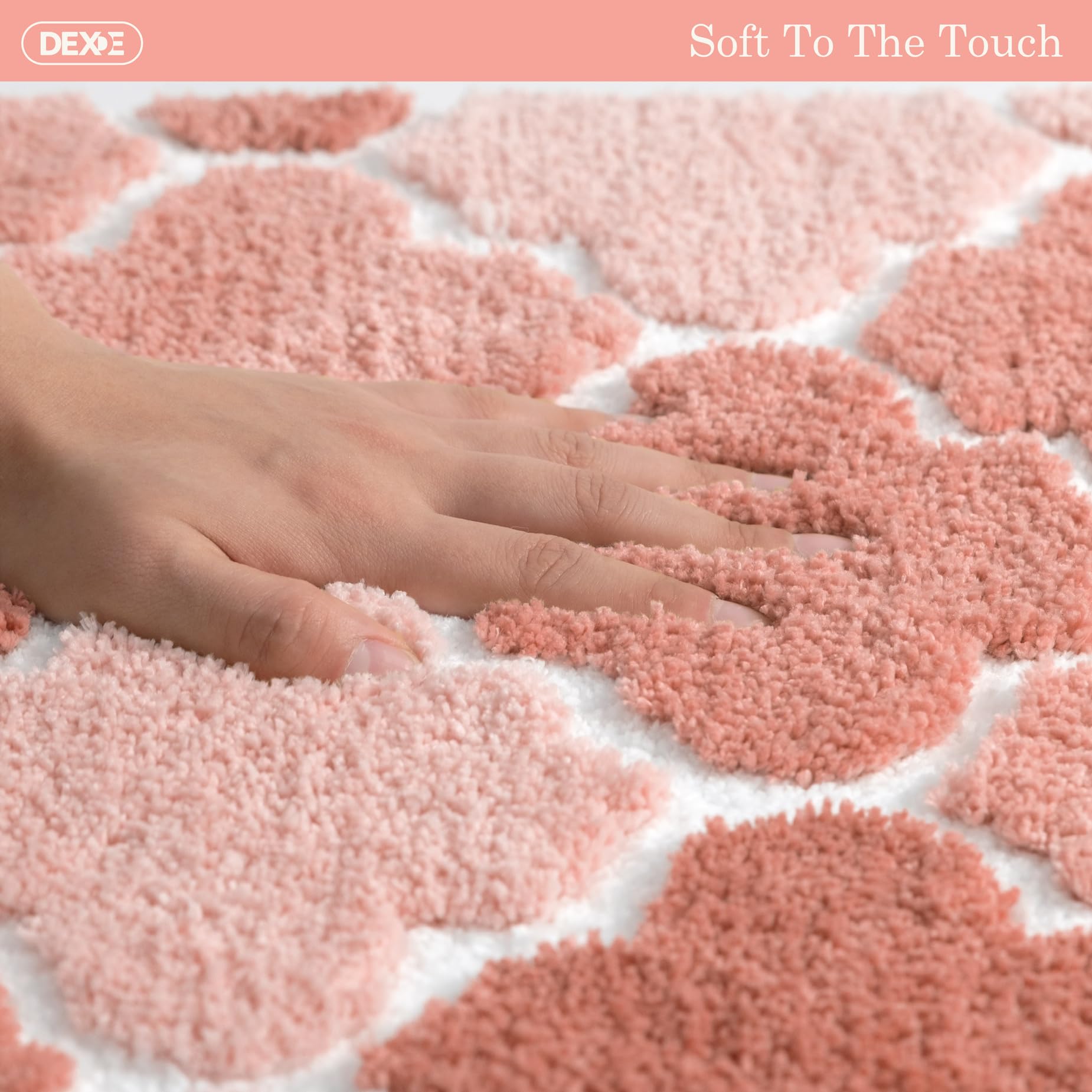 DEXDE Bathroom Rugs Runner 24x47 Long Bath Rug Non Slip Soft Washable Large Bath Mats for Bathroom Bedroom Hallway Kitchen Floor Carpet Modern Boho Decor, Beige