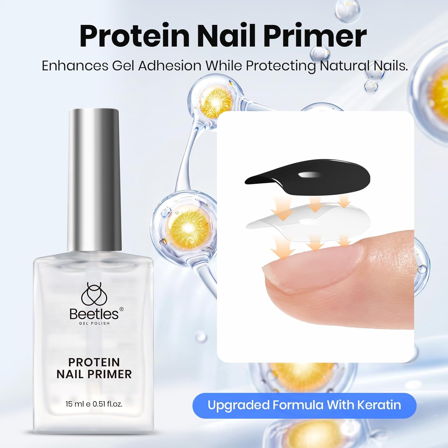 Beetles 2Pcs 15ml Gel Base and Top Coat Set - Upgrade No Wipe Extra Glossy Top Coat Finish for Gel Nail Polish, Soak Off UV/LED Lamp Needed, Essentials for Long-Lasting Manicure Kit