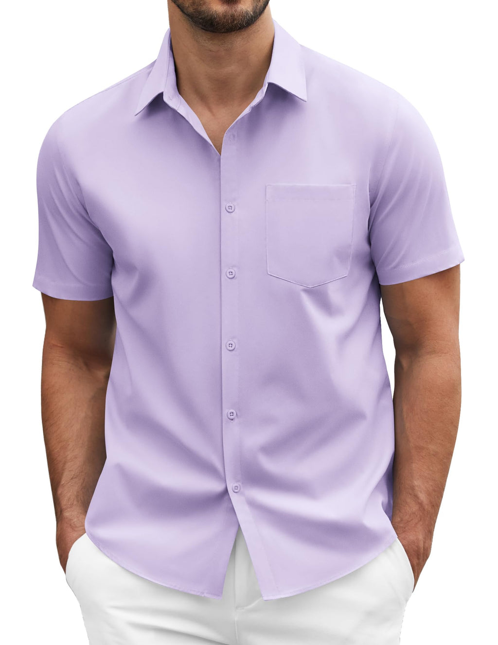 COOFANDY Men's Short Sleeve Casual Button Down Shirt Business Untucked Dress Shirts with Pocket