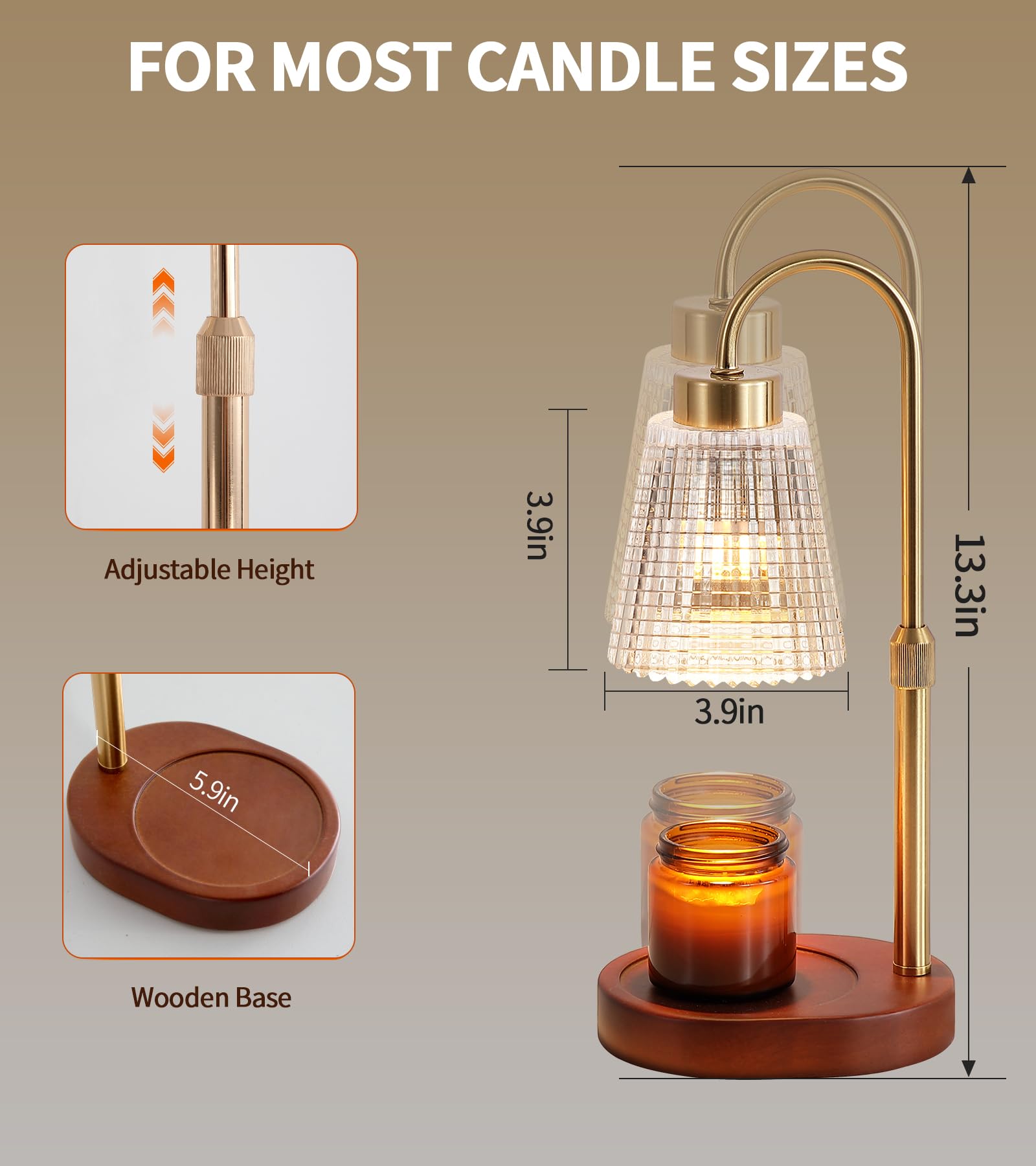 MEIXISUE Candle Warmer Lamp with Timer and Dimmer,Electric Amber Light Gifts for Women Melt Wax Warmer Lamp with 2 Bulbs for Candle Jars House Warming New Home Decor