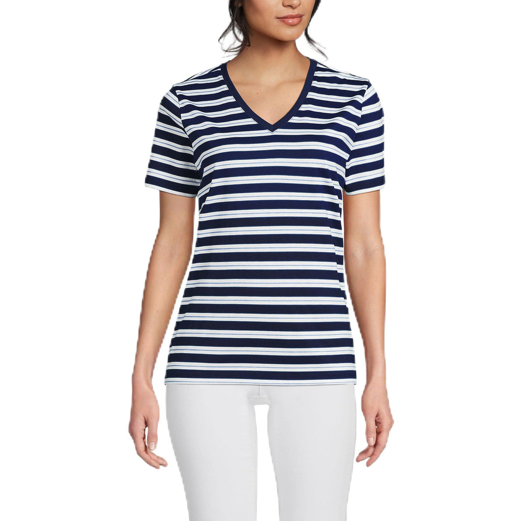 Lands' End Women's Relaxed American-Grown Supima Cotton V-Neck T-Shirt