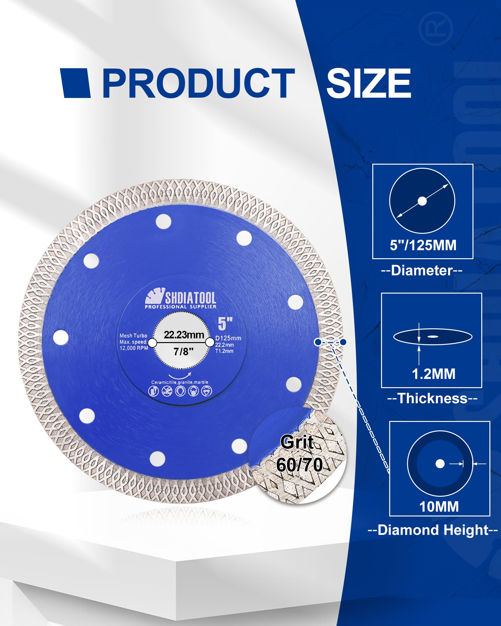 SHDIATOOL 3-3/8 Inch Diamond Saw Blade Cutting Porcelain Tile Ceramic Granite Marble Brick