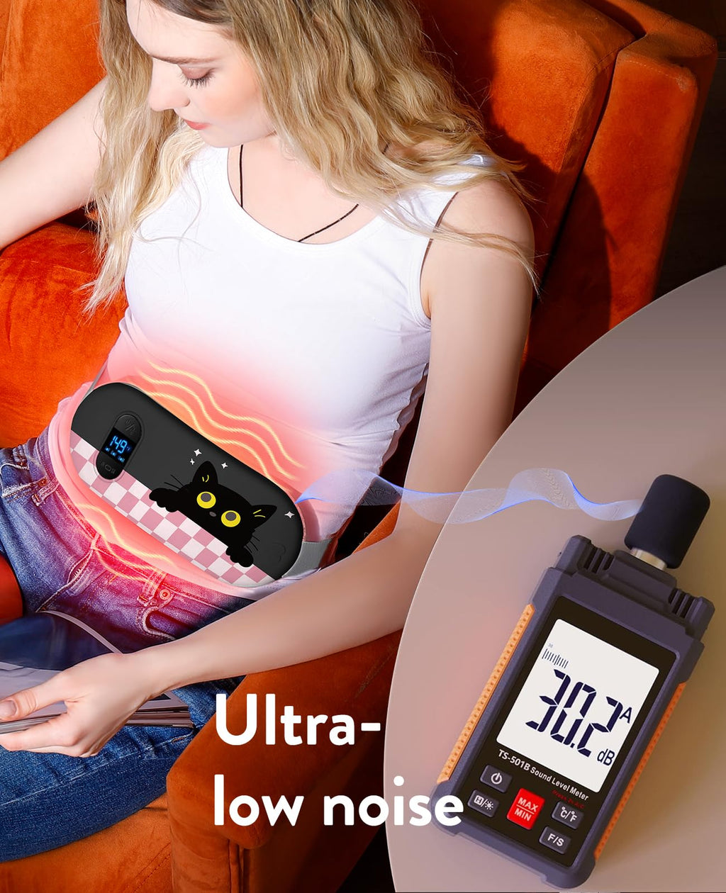Electric Heating Pad, Portable Cordless Menstrual Heating Pad with 6 Heat Levels and 6 Massage Modes, Fast Large Heating Belly Wrap Belt for Cramps, Back Pain Relief Gifts for Women Girls Her