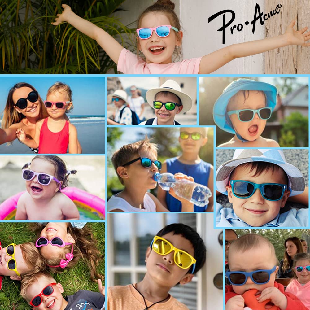 Pro Acme Kids Polarized Sunglasses, Flexible TPEE Frame Shades for Toddler Girls Boys, Ages 3-12