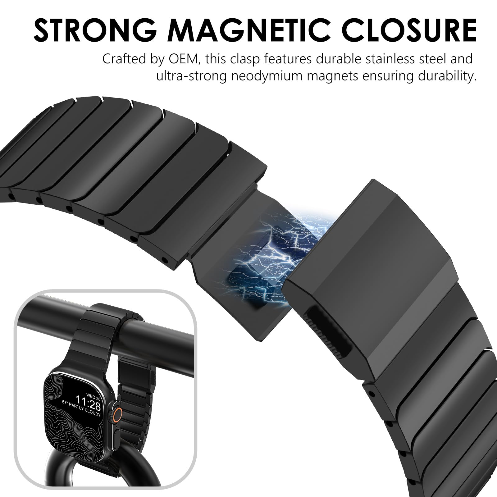 NewWays Titanium & Stainless Steel Link Bracelet for Apple Watch Band Ultra 3 2 1 Band 49mm Series11 10 46mm 42mm 45mm 44mm 41mm 40mm 38mm Series 3-11