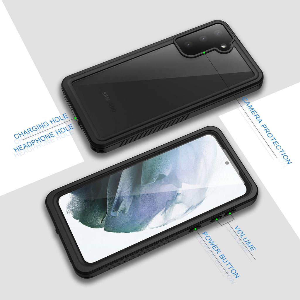Lanhiem for Samsung Galaxy S21 Case, IP68 Waterproof Dustproof Case with Built-in Screen Protector, Rugged Full Body Shockproof Protective Phone Cover for Galaxy S21 5G 6.2 Inch, Black