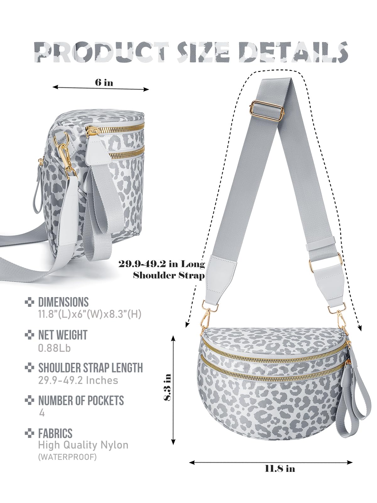 Pure Colour Crossbody Bag Bum Bag for Women,Spacious Purse Fanny Packs Belt Bag,Oversized Bum Bag (Bean Green Leopard Print Bum Bag)