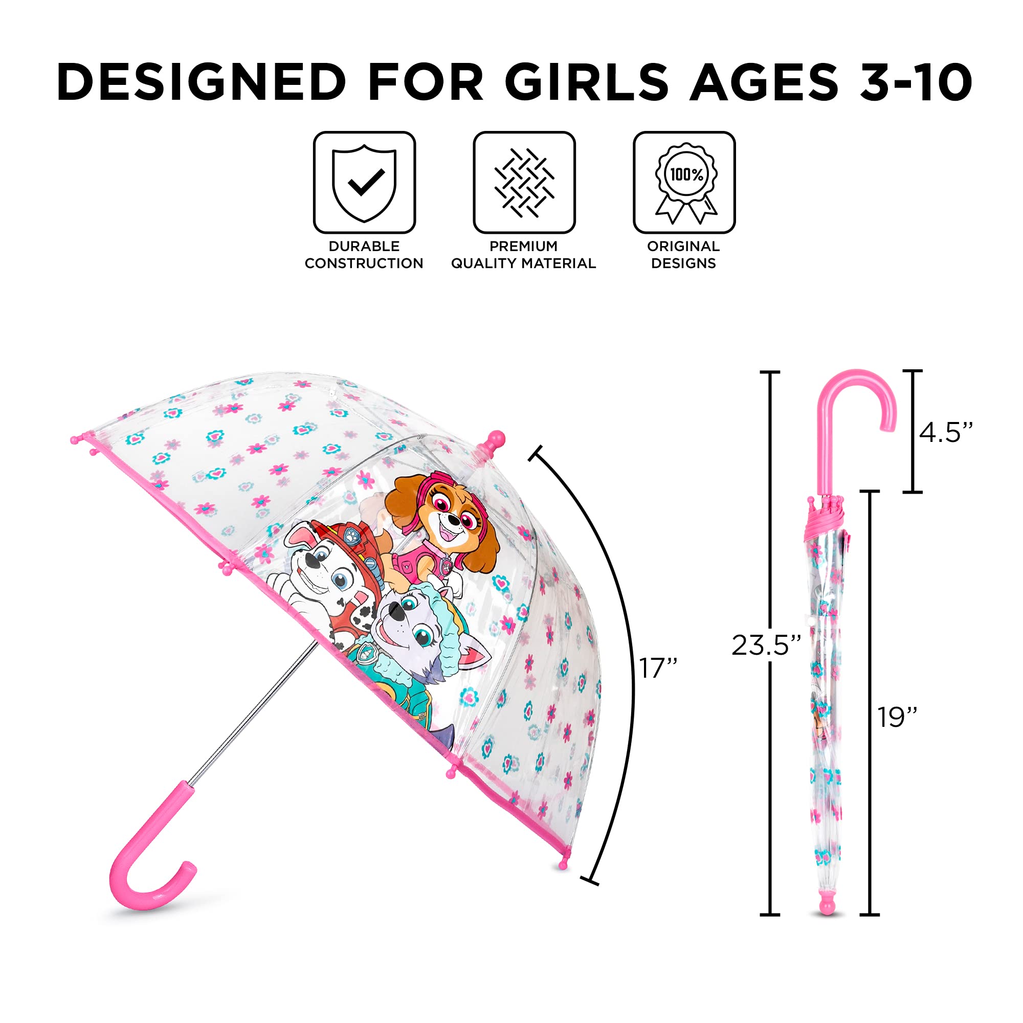 ABG Accessories Kids Umbrella for Boys and Girls Dome clear bubble umbrellas for Rain Windproof & Transparent with Easy Grip Handle Ages 3-10