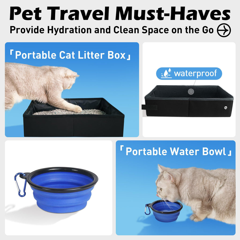 Prutapet Large Cat Carrier 24"x16.5"x16.5" Portable Dog Crate for Small Medium Dogs Collapsible Traveling Pet Crate with Collapsible Bowl