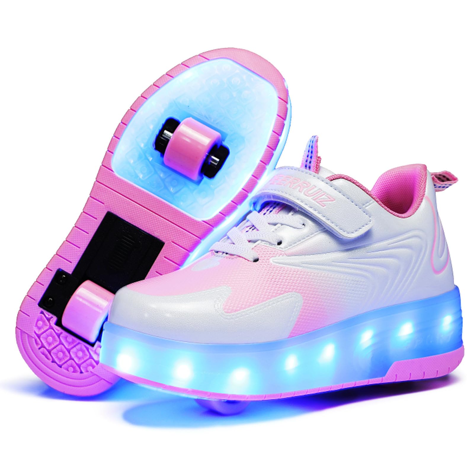 Roller Shoes Girls Sneakers USB Rechargeable 2 Wheels Shoes Roller Skates for Beginner Trainers 16 Modes LED Light Up Flashing Sneaker for Unisex Kids Skate Boys Stylish Footwear Gifts