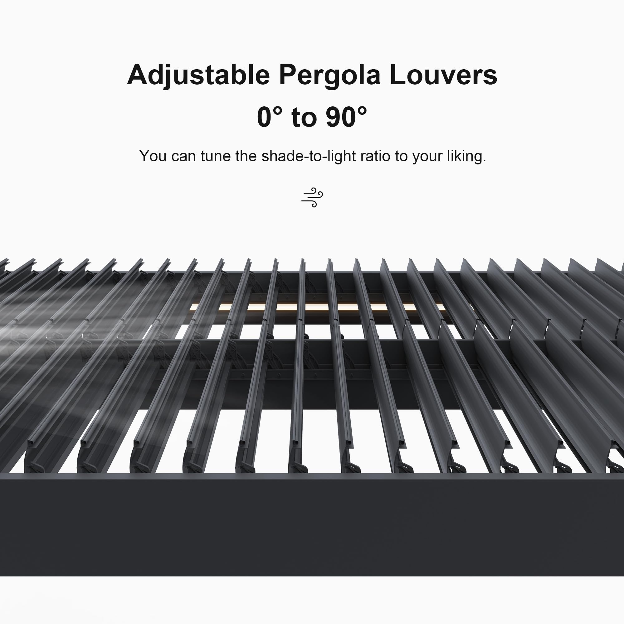PURPLE LEAF 94AS 10'x12' Small Pergola Compact Aluminum Gazebo with Adjustable Louvered Hardtop for Patio Deck Cover Dark Gray All-Weather Outdoor