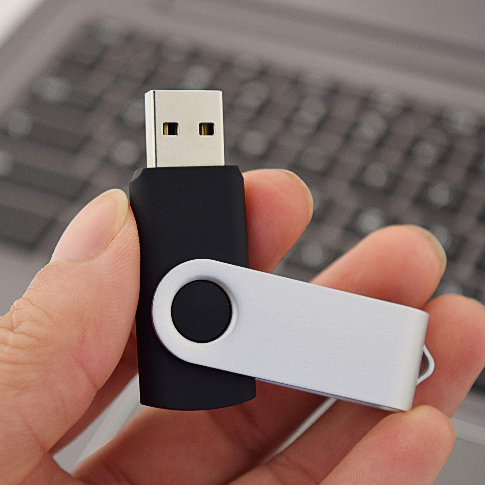 KOOTION 10 X 1GB USB Flash Drive 1gb Flash Drive Swivel Thumb Drive Memory Stick Keychain Design Blue