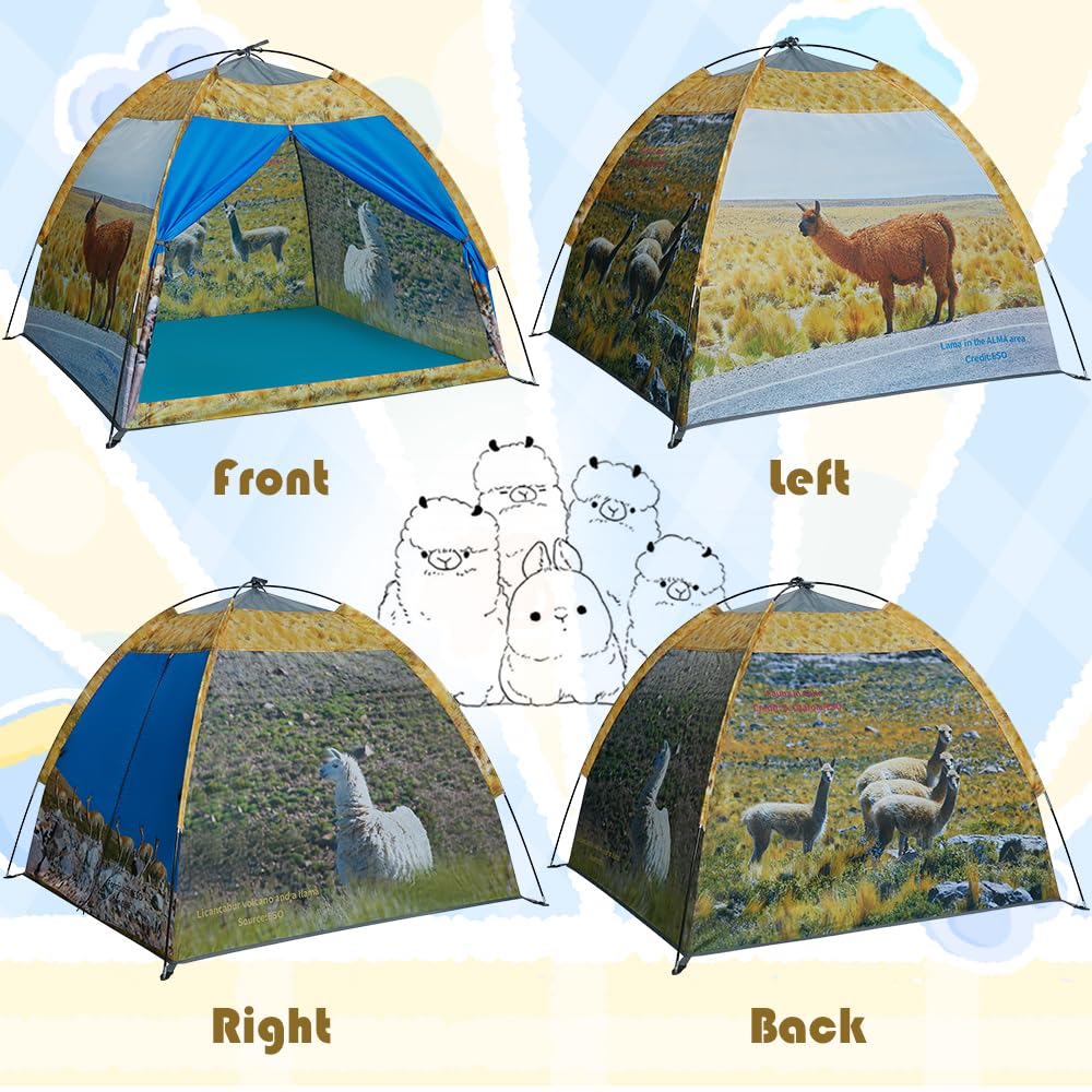 Mnagant Kids' Alpaca Tent - Fun Pop-Up Playhouse for Boys and Girls - Easy Setup, Indoor/Outdoor Adventure Tent - 47" x 47" x 43"
