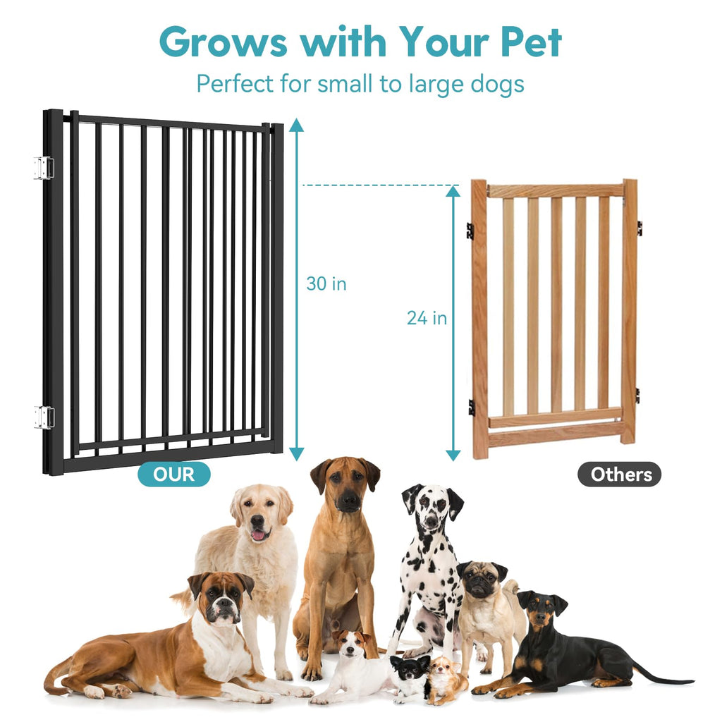 No Pawblems Free Standing Dog Gate, 30" Tall Foldable Dog Fence for Indoor, Up to 52 Inch Extra Wide Puppy Gate Extension for Stairs, Hallways, Doorways, Deck, Yard (White, 2 Panels)