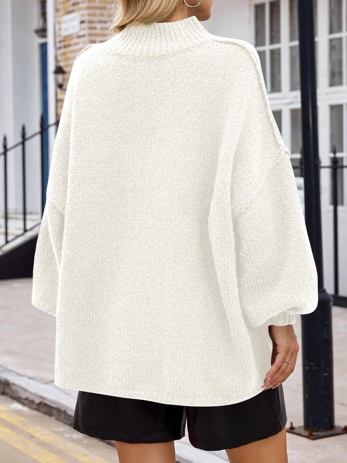 Saodimallsu Womens Oversized Sweaters Mock Neck Batwing Long Sleeve 2026 Fall Trendy Ribbed Knit Casual Tunic Sweater