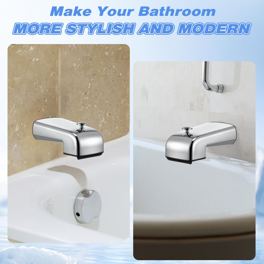 Dreyoo Tub Spout (Universal Fits 1/2" Copper Pipe, 1/2" IPS and 3/4" IPS), Bathroom Bathtub Faucet with Adapters and Hex Wrench(Brushed Nickel,Simple)