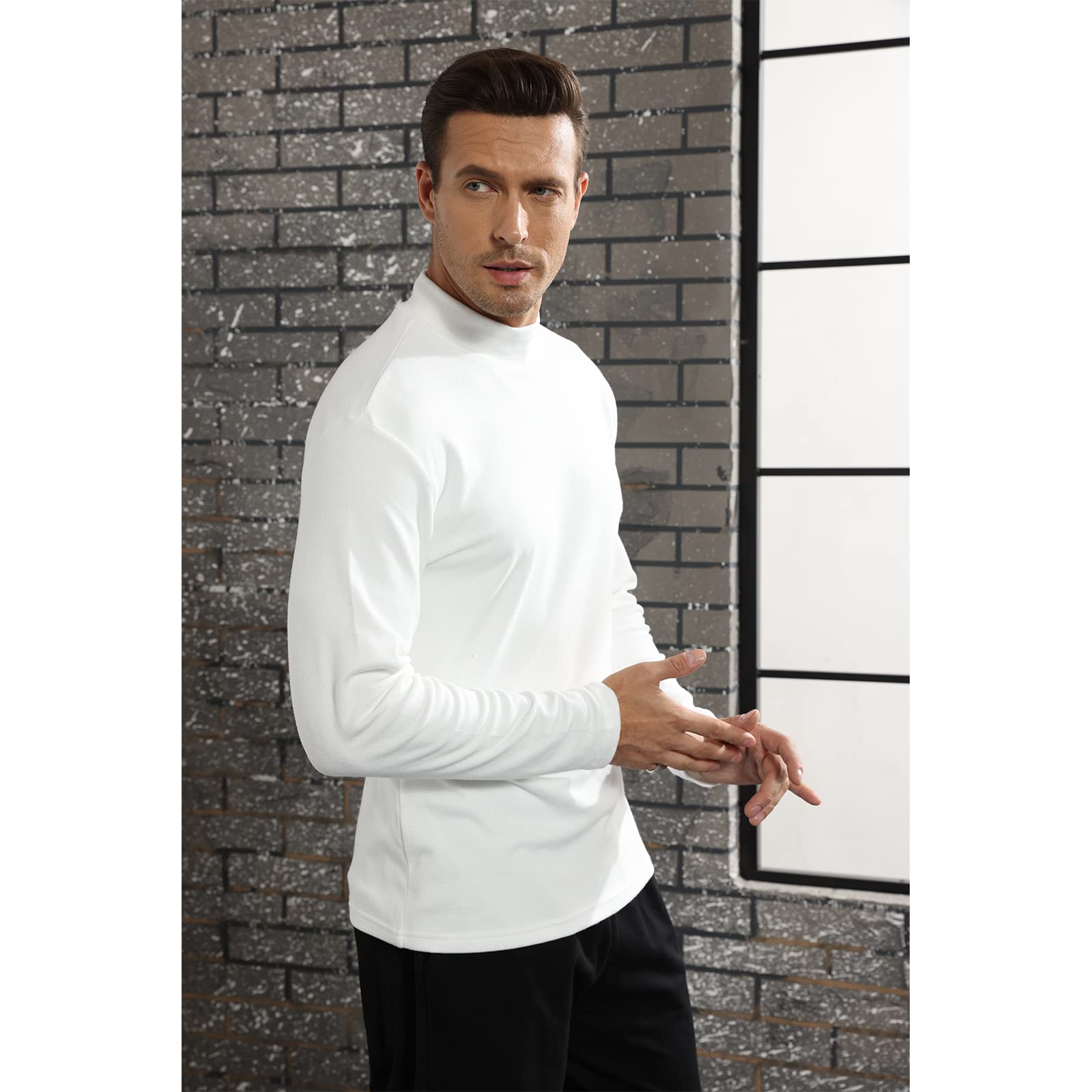 Rela Bota Mens Half Turtleneck Long Sleeve Pullover Basic Designed Undershirt Stretch Slim Fit Sweaters