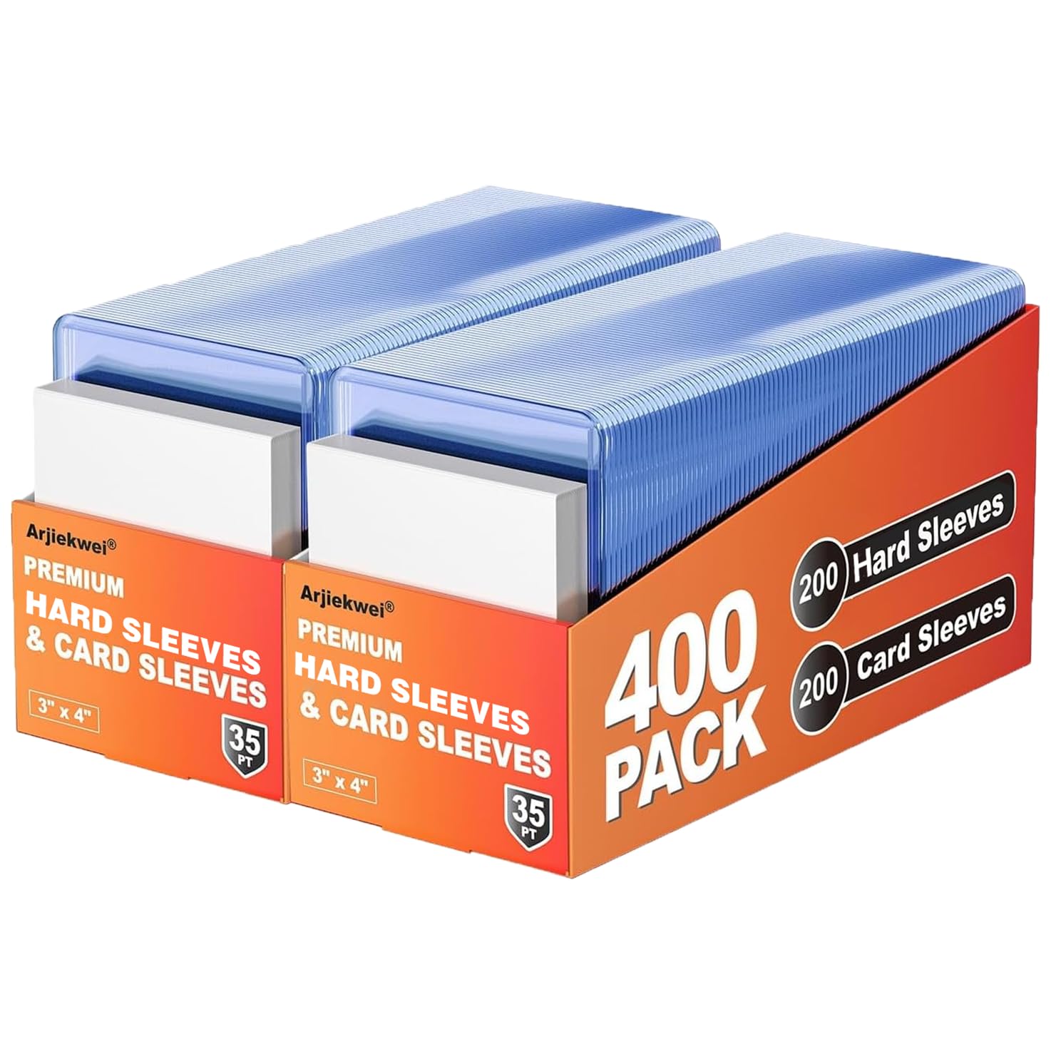 2000 Pack Card Sleeves Hard Plastic, Arjiekwei 3"X4" Baseball Cards Protectors Plastic, Premium Card Holder for Trading Sports Baseball Football Game Cards (1000 Rigid + 1000 Clear)